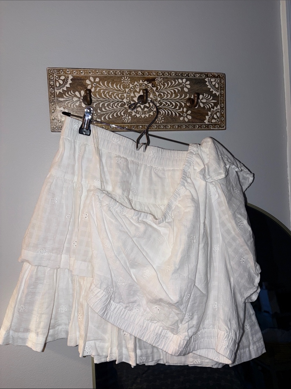 Universal Thread White Tiered Eyelet Cotton Skirt Set
